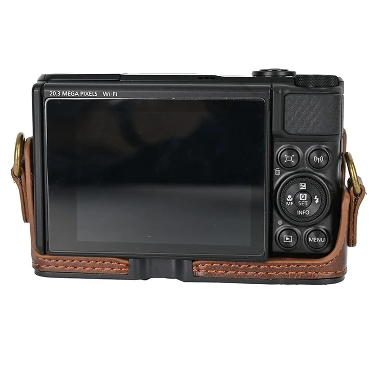 Bolsa de cámara para Canon SX740 HS / SX730 / SX720 Cubierta protectora de cámara digital de piel sintética con correa para el hombro - Café
