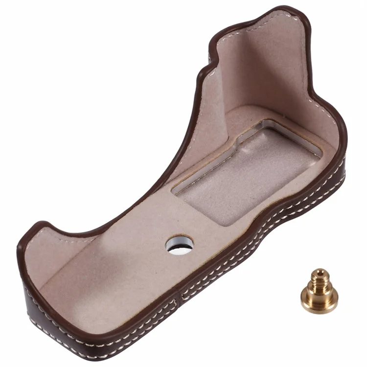 For Canon EOS R50 / R100 Camera Half Body Case PU Leather Bottom Cover with Screw - Coffee