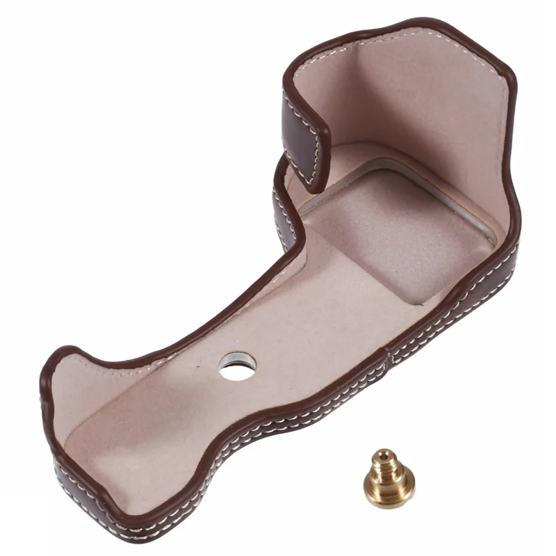 For Nikon Z 30 / Z 50 Anti-Scratch Camera Bottom Cover Screw Design PU Leather Half Body Case - Coffee