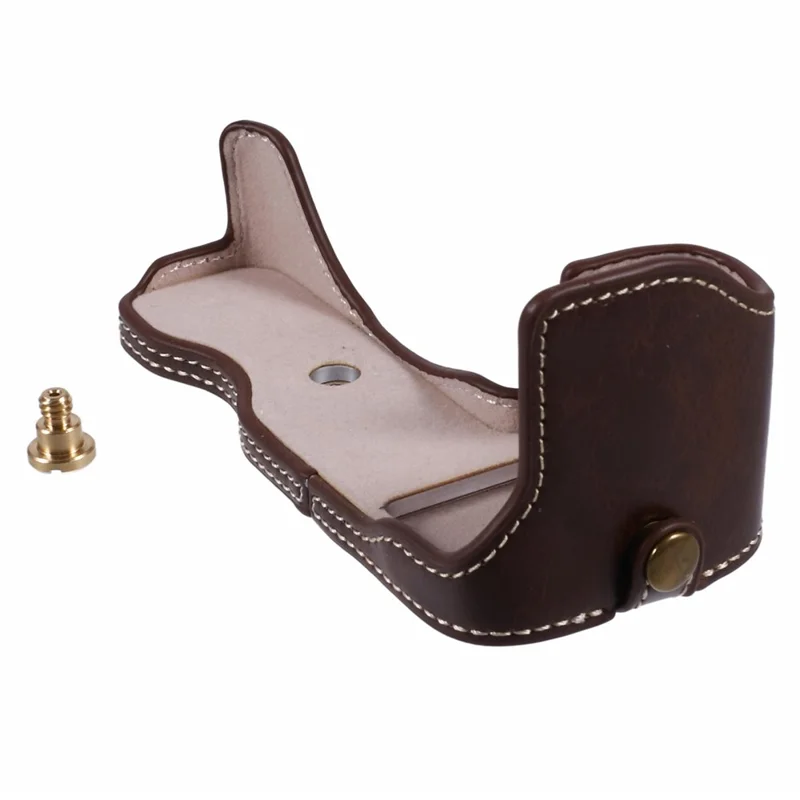 For Nikon Z 30 / Z 50 Anti-Scratch Camera Bottom Cover Screw Design PU Leather Half Body Case - Coffee