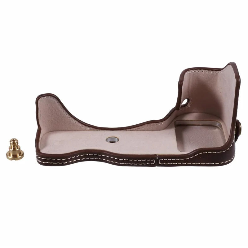 For Nikon Z 30 / Z 50 Anti-Scratch Camera Bottom Cover Screw Design PU Leather Half Body Case - Coffee