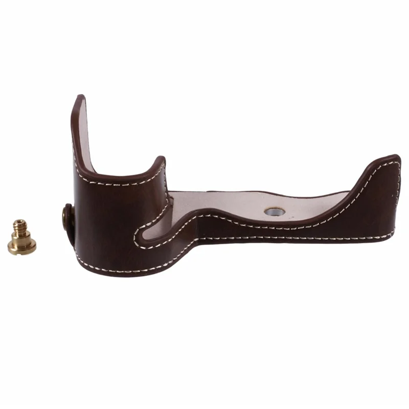 For Nikon Z 30 / Z 50 Anti-Scratch Camera Bottom Cover Screw Design PU Leather Half Body Case - Coffee