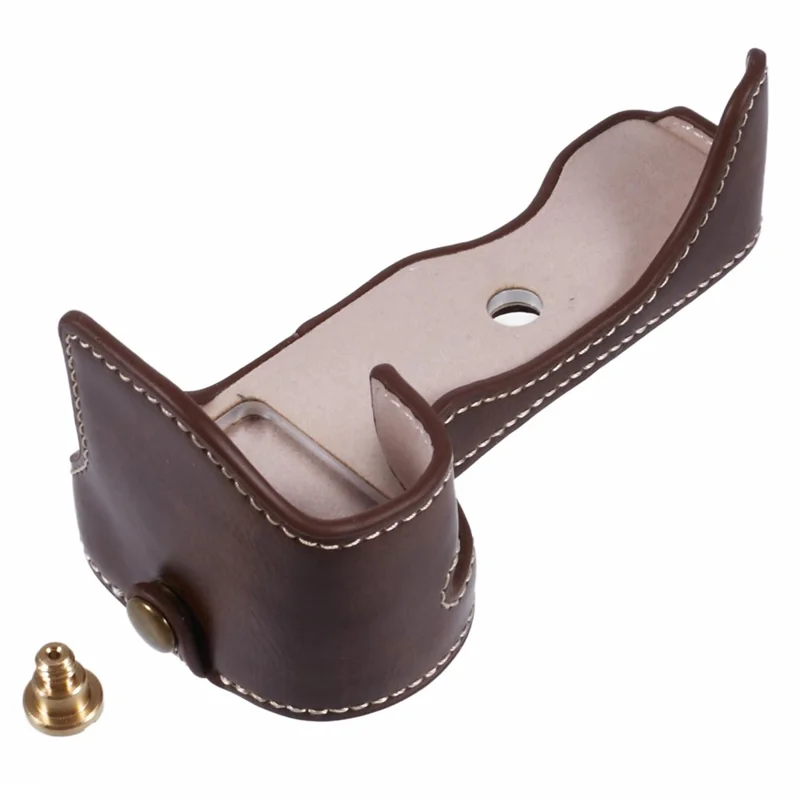 For Nikon Z 30 / Z 50 Anti-Scratch Camera Bottom Cover Screw Design PU Leather Half Body Case - Coffee