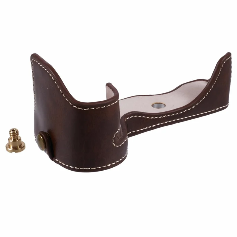 For Nikon Z 30 / Z 50 Anti-Scratch Camera Bottom Cover Screw Design PU Leather Half Body Case - Coffee