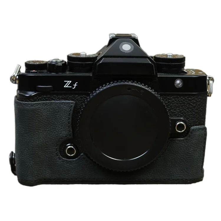 Для Nikon Z f Genuine Cow Leather Protective Bottom Case Half Camera Cover with Battery Opening - Black