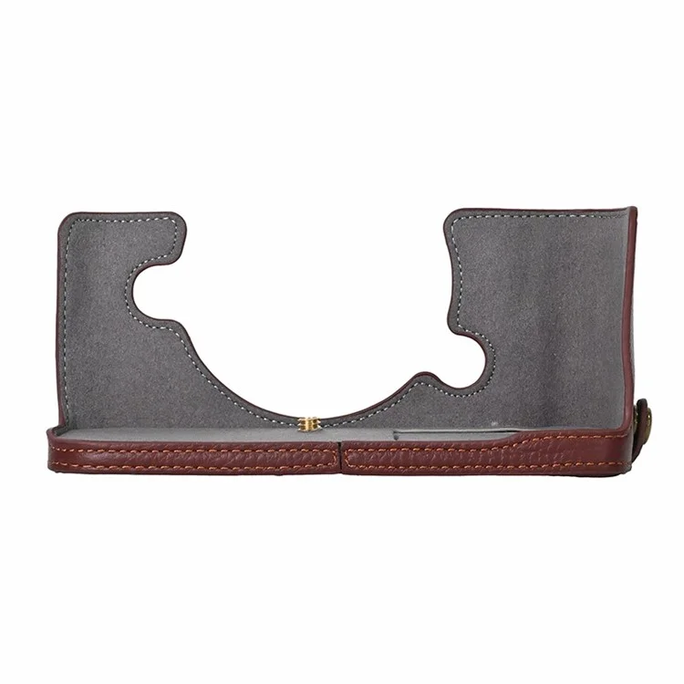 Para Nikon Z f Genuine Cow Leather Bottom Case Half Camera Cover com Abertura para Bateria - Café