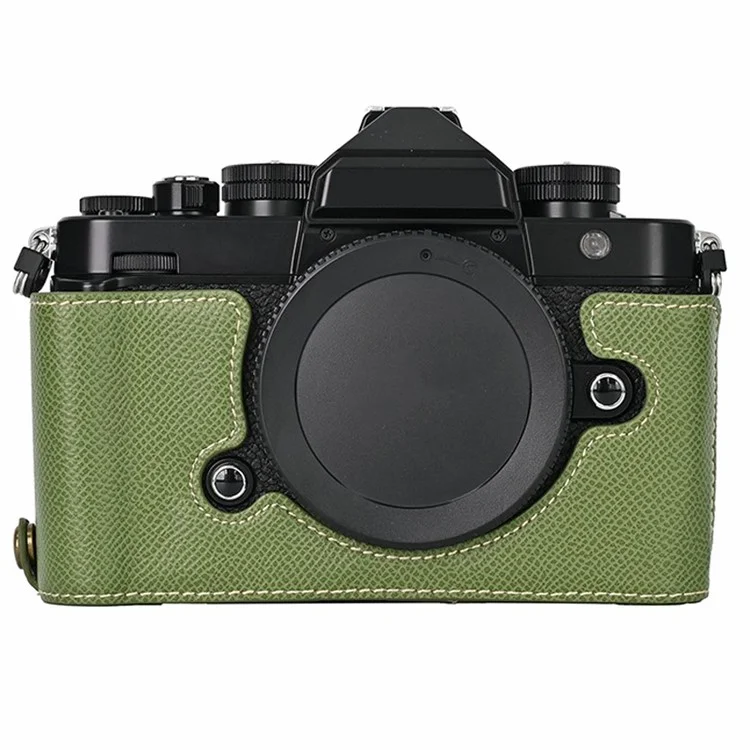 Diseño de apertura de batería Nikon Z f Palm Texture PU Leather Camera Cover Half Body Bottom Case - Verde