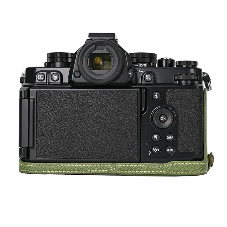 Diseño de apertura de batería Nikon Z f Palm Texture PU Leather Camera Cover Half Body Bottom Case - Verde