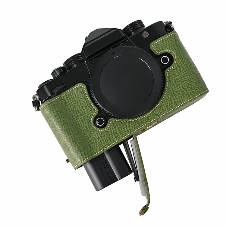 Diseño de apertura de batería Nikon Z f Palm Texture PU Leather Camera Cover Half Body Bottom Case - Verde