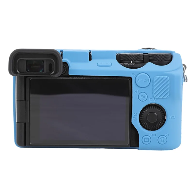 Pour Sony A6700 Couvercle de caméra de protection contre les chutes Étui de protection en silicone souple et brillant - Bleu