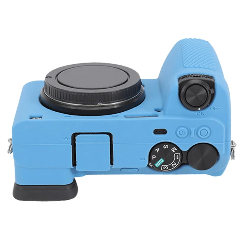 Pour Sony A6700 Couvercle de caméra de protection contre les chutes Étui de protection en silicone souple et brillant - Bleu