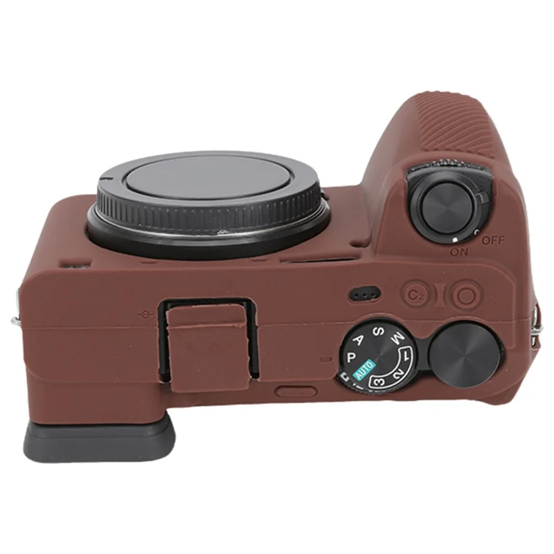 Per Sony A6700 Drop Protection Camera Cover Soft Silicone Glossy Protective Case - Caffè