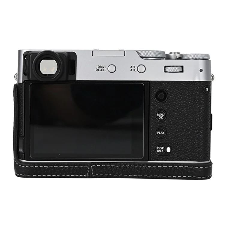 For Fujifilm X100VI Camera Half Body Cover Genuine Cow Leather Bottom Case - Black