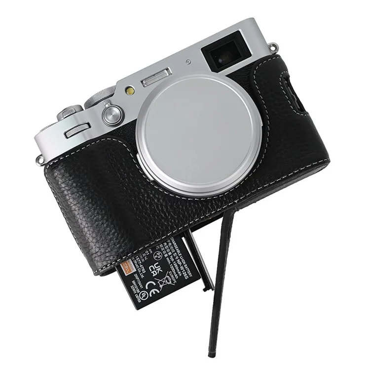 For Fujifilm X100VI Camera Half Body Cover Genuine Cow Leather Bottom Case - Black