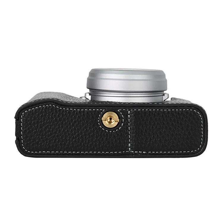 For Fujifilm X100VI Camera Half Body Cover Genuine Cow Leather Bottom Case - Black