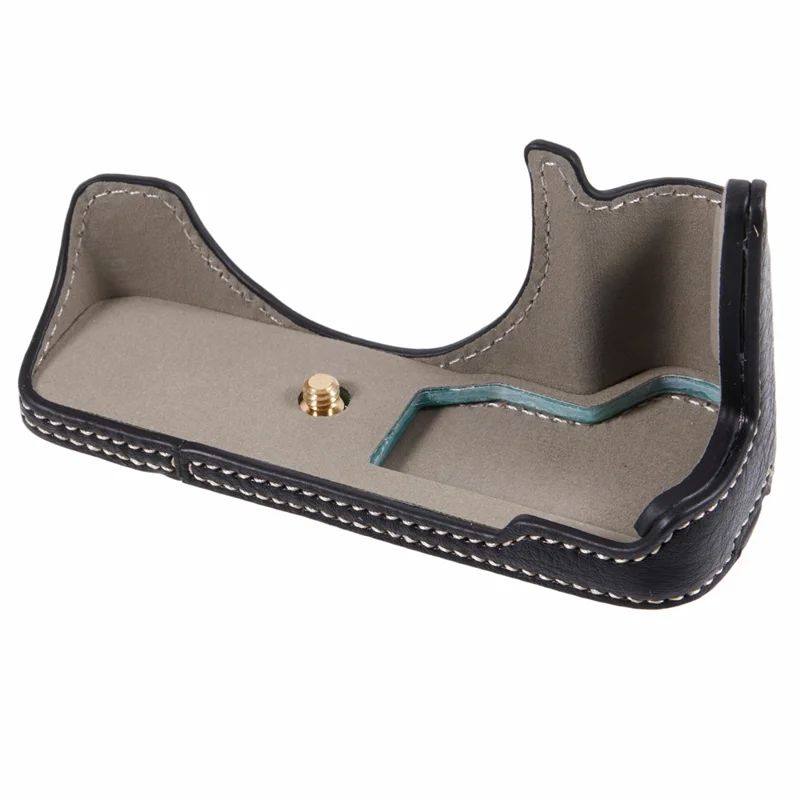 For Canon EOS M50 Mark II /  M50 / M5 Leather Camera Bag Half Body Case with Battery Opening Buffalo Texture - Black