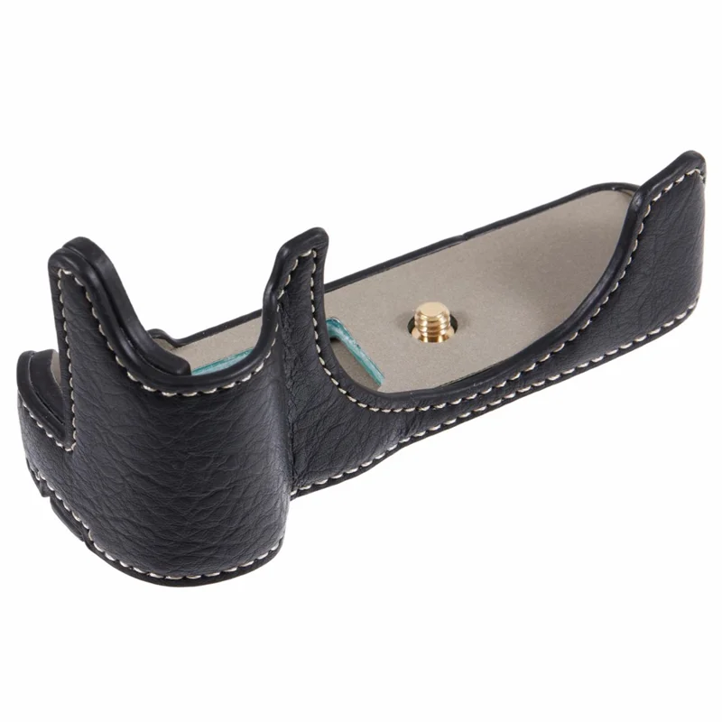 For Canon EOS M50 Mark II /  M50 / M5 Leather Camera Bag Half Body Case with Battery Opening Buffalo Texture - Black