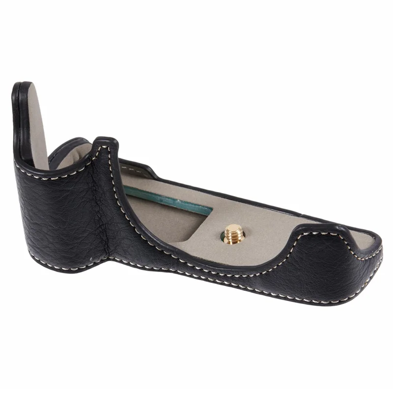 For Canon EOS M50 Mark II /  M50 / M5 Leather Camera Bag Half Body Case with Battery Opening Buffalo Texture - Black