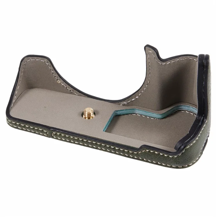 For Canon EOS M50 Mark II /  M50 / M5 Leather Camera Bag Half Body Case with Battery Opening Buffalo Texture - Green