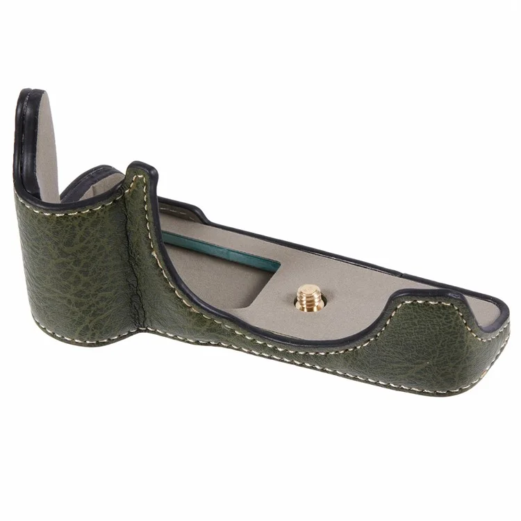 For Canon EOS M50 Mark II /  M50 / M5 Leather Camera Bag Half Body Case with Battery Opening Buffalo Texture - Green