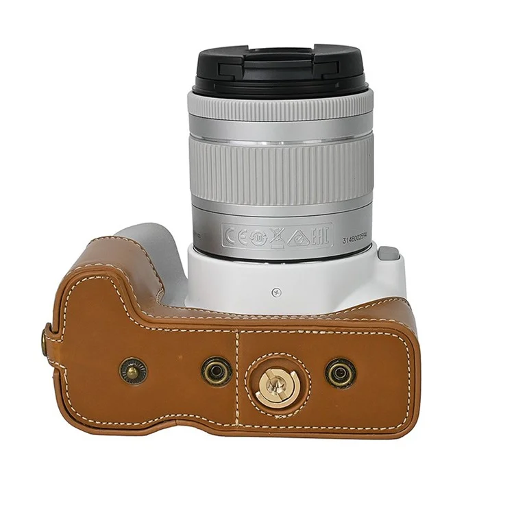 Para Canon EOS 200D / 200D II Funda de Cuero de la Parte Inferior de la Cámara Fácil de Cambiar la Batería - Marrón