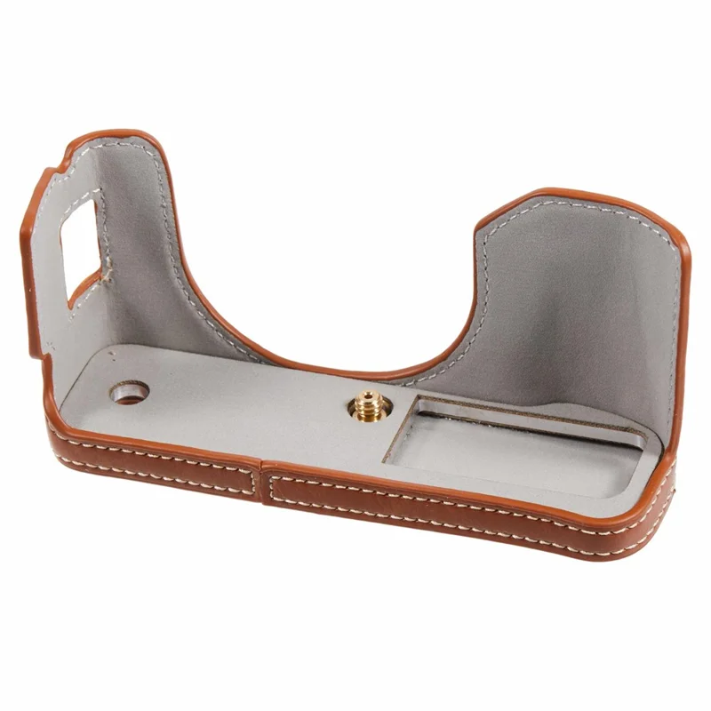 Voor Fujifilm X100VI PU Leren Camera-onderkap Halflichaamsbehuizing met Schroef - Koffie