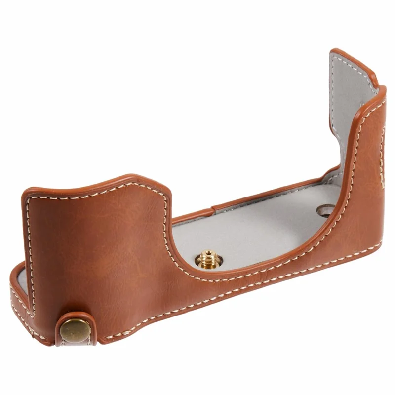 Voor Fujifilm X100VI PU Leren Camera-onderkap Halflichaamsbehuizing met Schroef - Koffie