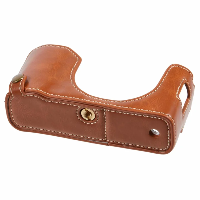 Voor Fujifilm X100VI PU Leren Camera-onderkap Halflichaamsbehuizing met Schroef - Koffie