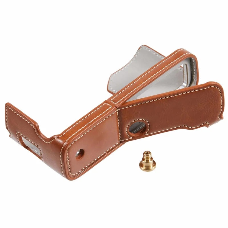 Voor Fujifilm X100VI PU Leren Camera-onderkap Halflichaamsbehuizing met Schroef - Koffie