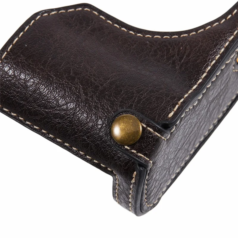For Fujifilm X100VI PU Leather Camera Bottom Cover Half Body Case with Screw - Buffalo Texture+Dark Coffee