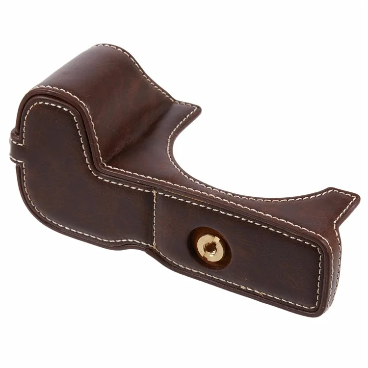 For Canon EOS R8 / RP PU Leather Bottom Case with Battery Opening Half Body Camera Protection Cover - Coffee