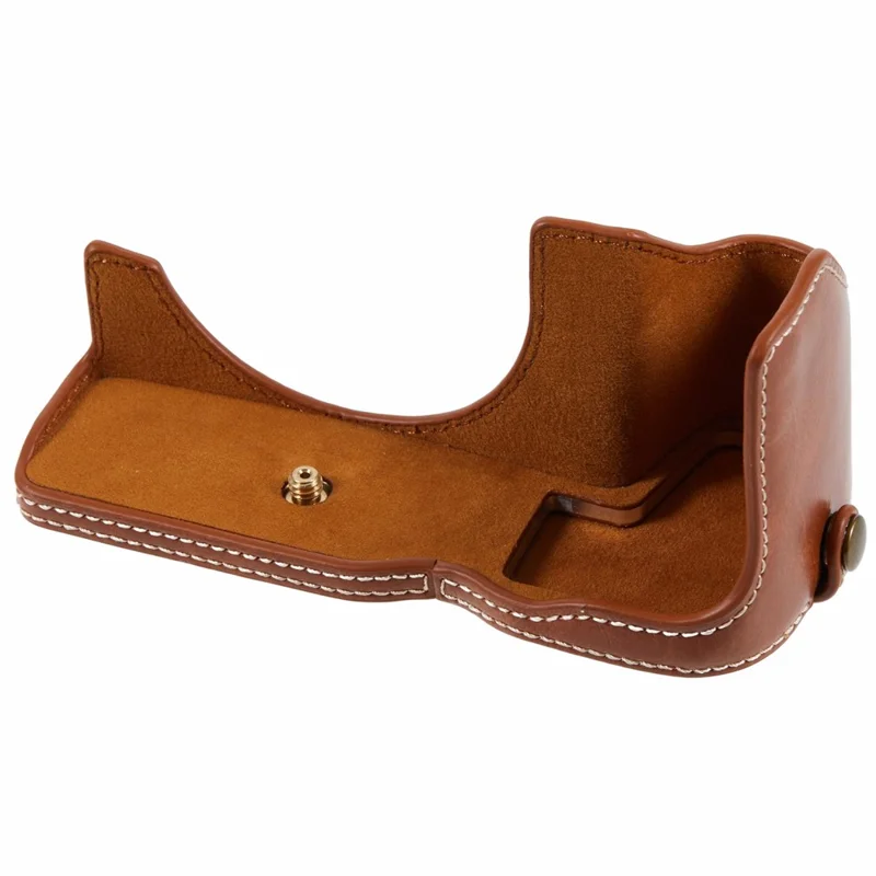 For Canon EOS R8 / RP PU Leather Bottom Case with Battery Opening Half Body Camera Protection Cover - Brown