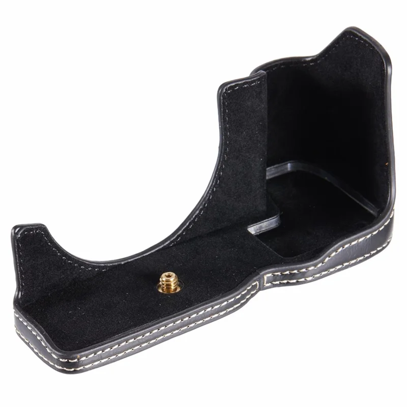 For Canon EOS R8 / RP PU Leather Bottom Case with Battery Opening Half Body Camera Protection Cover - Black