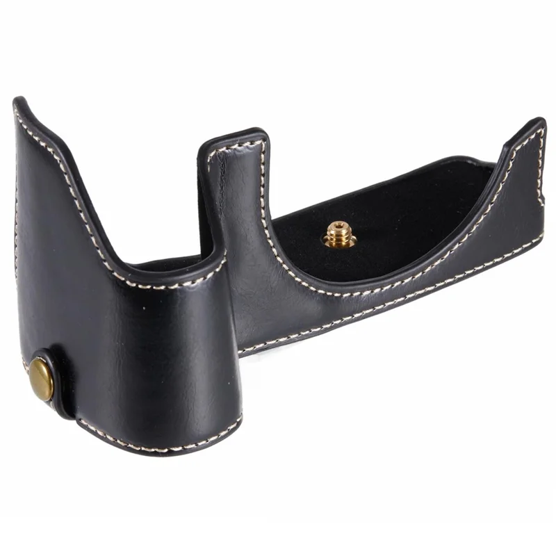 For Canon EOS R8 / RP PU Leather Bottom Case with Battery Opening Half Body Camera Protection Cover - Black