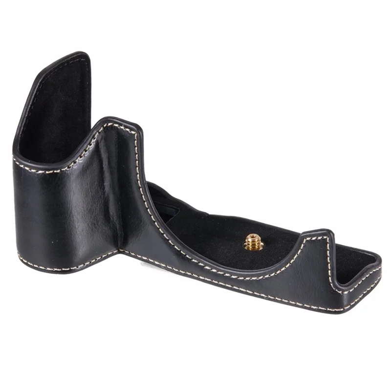 For Canon EOS R8 / RP PU Leather Bottom Case with Battery Opening Half Body Camera Protection Cover - Black