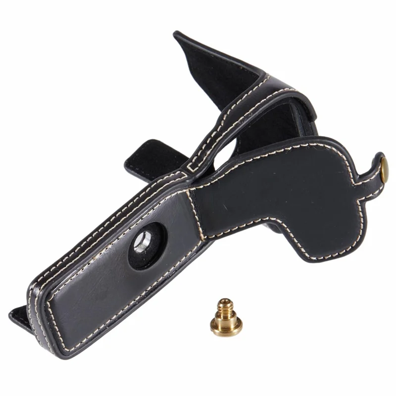 For Canon EOS R8 / RP PU Leather Bottom Case with Battery Opening Half Body Camera Protection Cover - Black