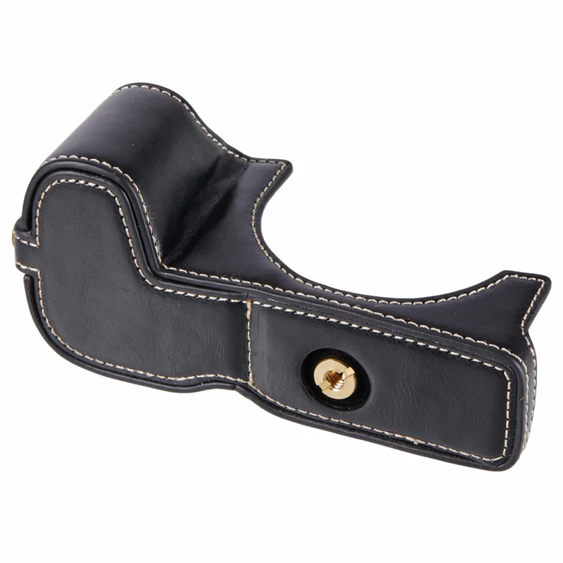 For Canon EOS R8 / RP PU Leather Bottom Case with Battery Opening Half Body Camera Protection Cover - Black