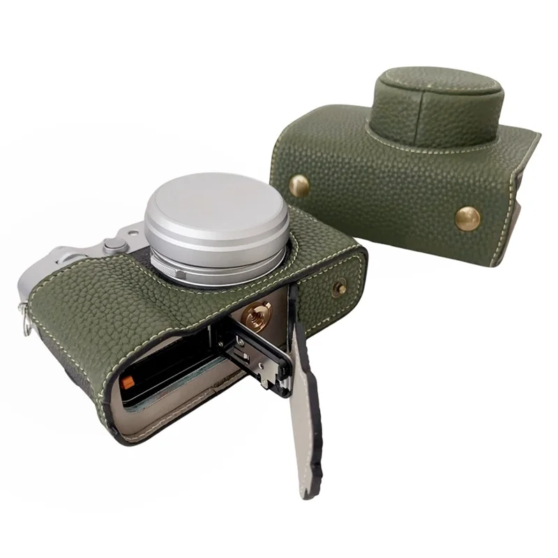 For Fujifilm X100VI Camera Sleeve Large Opening Design PU Leather Case Easy to Replace Battery - Green