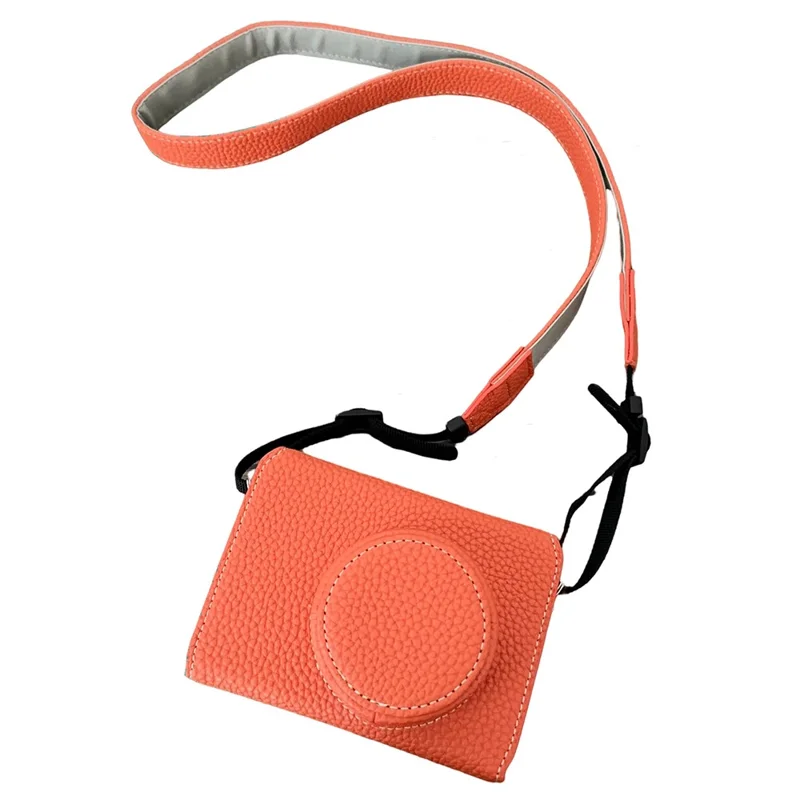 Para Câmera Fujifilm X100VI Capa de Couro PU com Design de Abertura Grande - Laranja