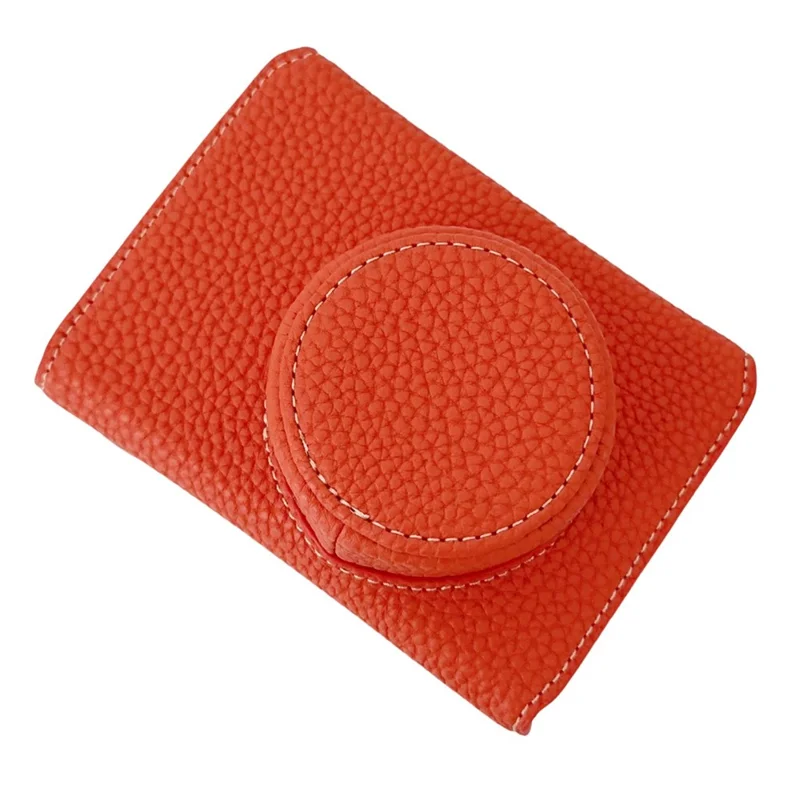 Para Câmera Fujifilm X100VI Capa de Couro PU com Design de Abertura Grande - Laranja