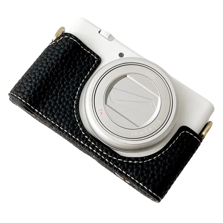For Sony ZV-1 II / ZV-1M2 / ZV-1F Litchi Texture PU Leather Camera Bag Bottom Case Easy to Replace Battery - Black