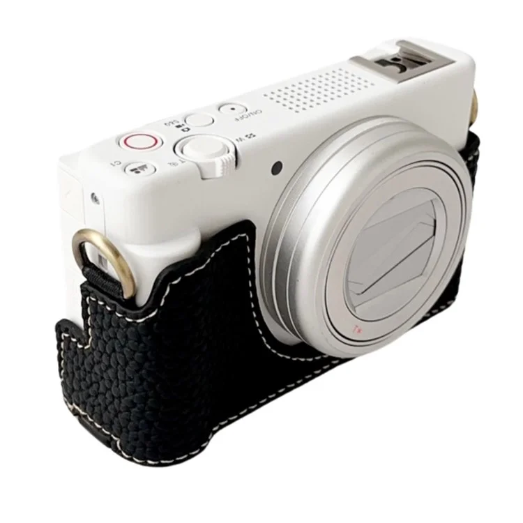 For Sony ZV-1 II / ZV-1M2 / ZV-1F Litchi Texture PU Leather Camera Bag Bottom Case Easy to Replace Battery - Black