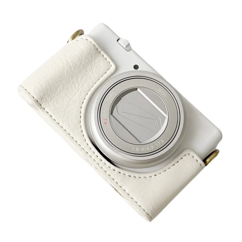 For Sony ZV-1 II / ZV-1M2 / ZV-1F Litchi Texture PU Leather Camera Bag Bottom Case Easy to Replace Battery - White