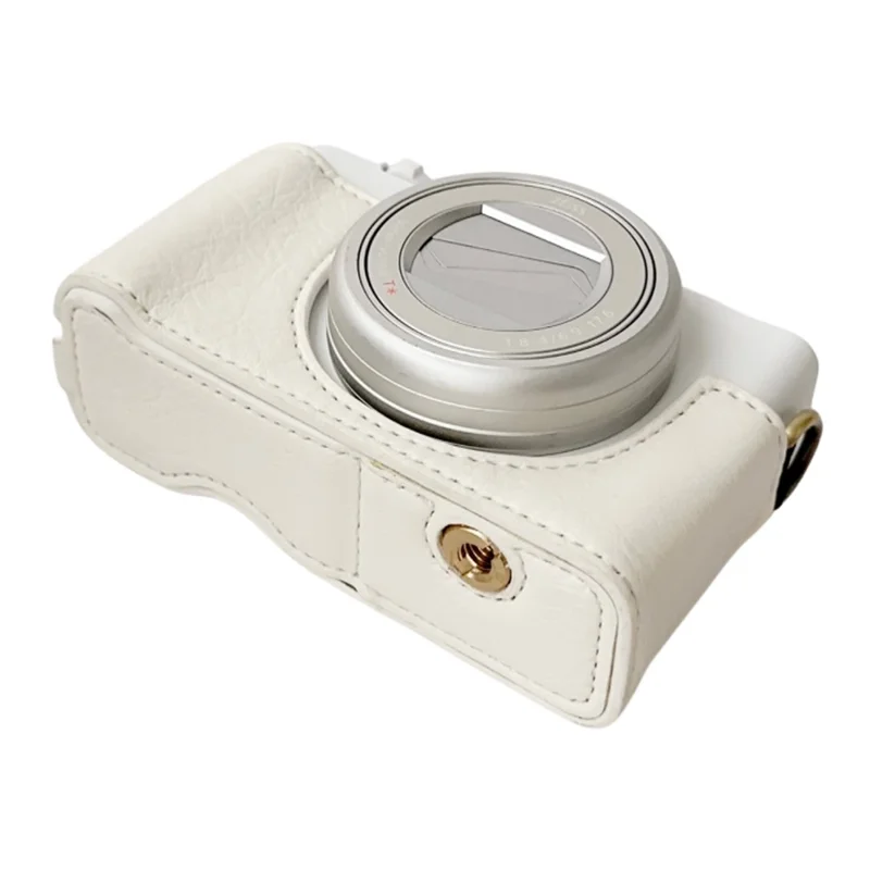 For Sony ZV-1 II / ZV-1M2 / ZV-1F Litchi Texture PU Leather Camera Bag Bottom Case Easy to Replace Battery - White