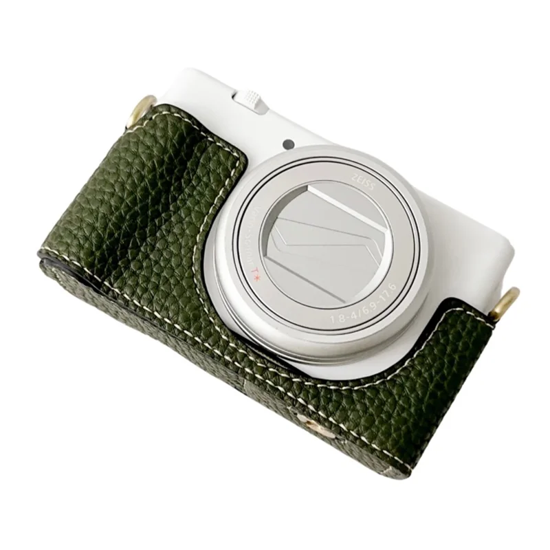 For Sony ZV-1 II / ZV-1M2 / ZV-1F Litchi Texture PU Leather Camera Bag Bottom Case Easy to Replace Battery - Green