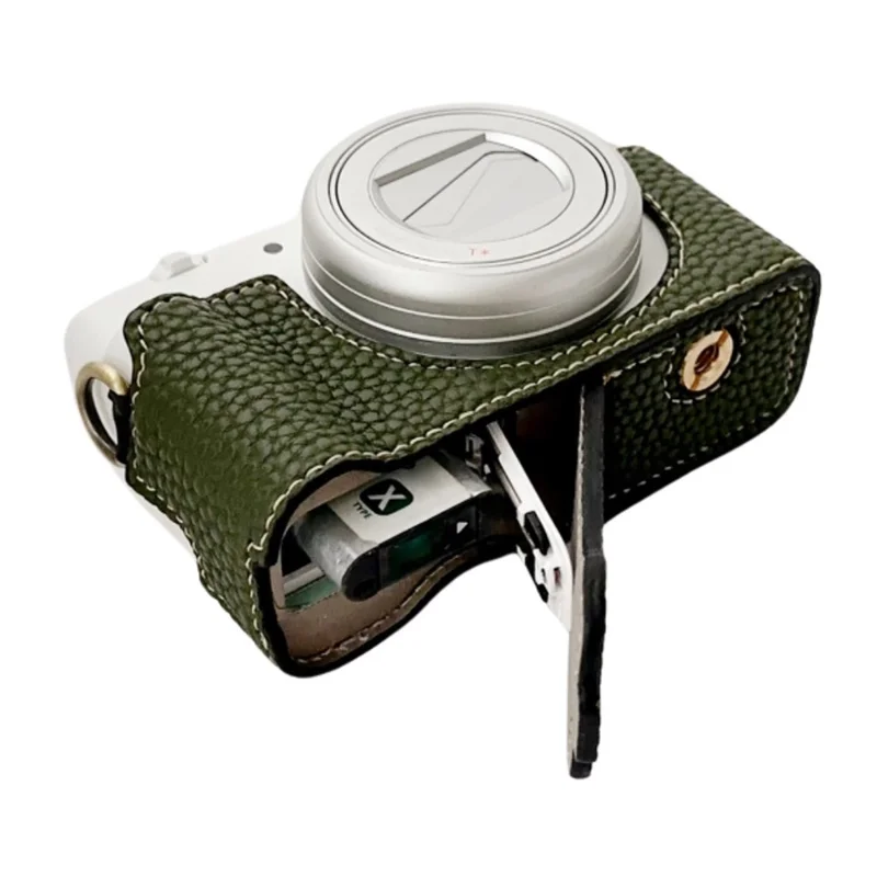 For Sony ZV-1 II / ZV-1M2 / ZV-1F Litchi Texture PU Leather Camera Bag Bottom Case Easy to Replace Battery - Green