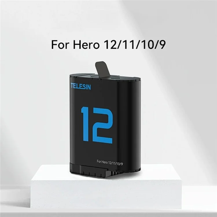 TELESIN S0-ECB-02-TGP Pour GoPro Hero 12 / 11 / 10 / 9 Batterie double arc Décodage complet Batterie 1720mAh