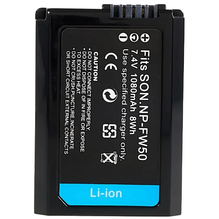 For Sony A6400 / A6000 / ZVE 10 / A7M2 / A6100 / A6300 / A7R2 / A5100 Camera Battery 1080mAh 7.4V Rechargeable Power Supply (without Logo), Encode: NP-FW50