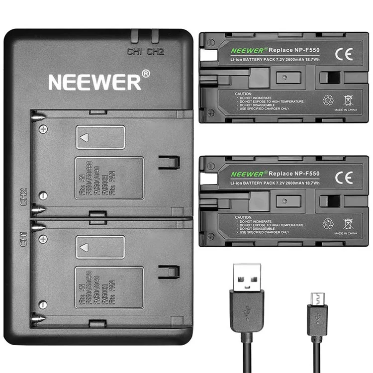 Neewer NW-576 Für Sony Camera Battery USB Ladegerät Dual Position Ladedock Mit 2 2600 Mah Np-f550-batterien