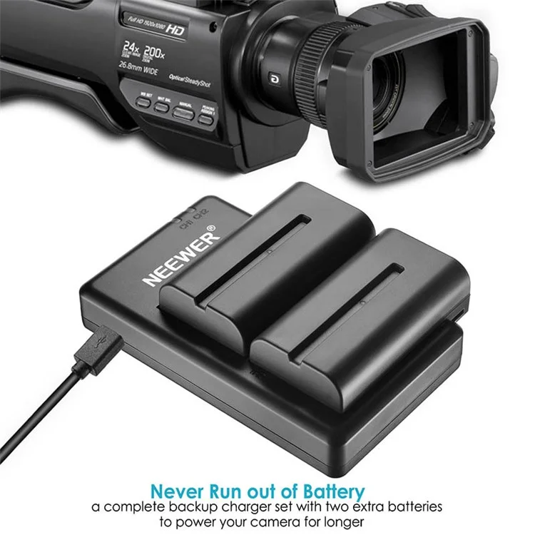 Neewer NW-576 Für Sony Camera Battery USB Ladegerät Dual Position Ladedock Mit 2 2600 Mah Np-f550-batterien